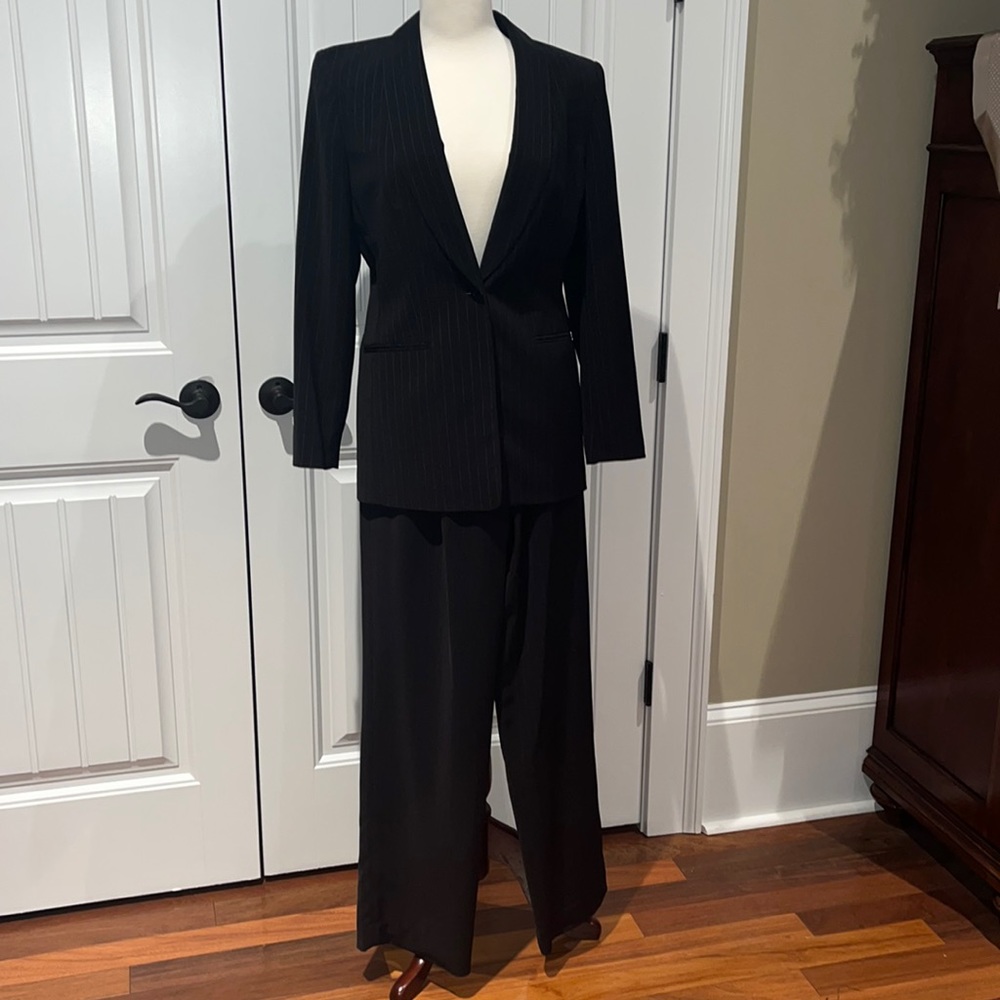 Jones New York Black Pinstripe Pantsuit